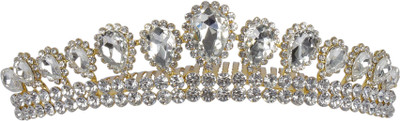 

Muchmore Gorgeous Beautiful Style Fashion Crown For Women Gift Jewelry Hair Clip(Gold, White)