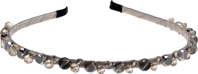 

The Ethnic Wears Metal Alloy, Silk Covered, Beeds, Crystal & CZ Stones, etc. Hair Band(Grey)