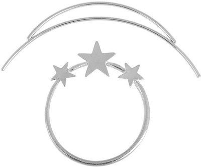 

Young & Forever Moon Star Starry Sky Set Pierced Barrette Hair Clip(Silver)