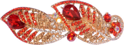 

Mansiyaorange party Wedding casual wear fancy Golden pin accessories Hair Clip(Red)