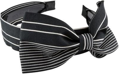 Sarah Striped Bow Hair Band(Black)