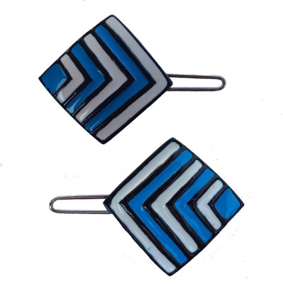

B-Fashionable Arrow Stripes Square Wire Clasp Hair Pin(Blue, White)