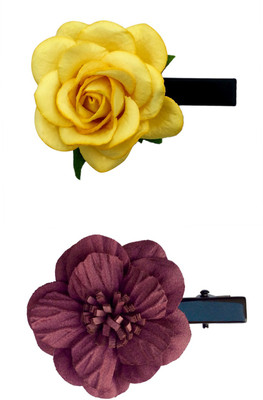 

B-Fashionable Combo of Yellow & Amethyst Flower Hair Claw(Yellow, Purple)