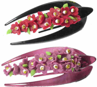 

Advanc Hotline Porcelain clay work fancy hair claw (Combo of 2) Hair Clip(Multicolor)