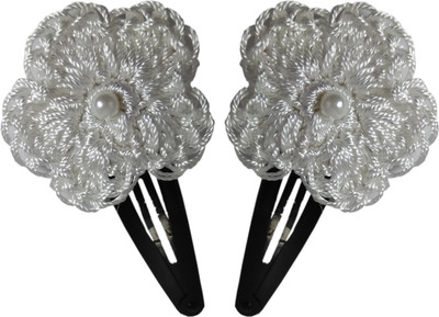 

Threads N Ribbons White Crochet Hair Clip, Tic Tac Clip(White)