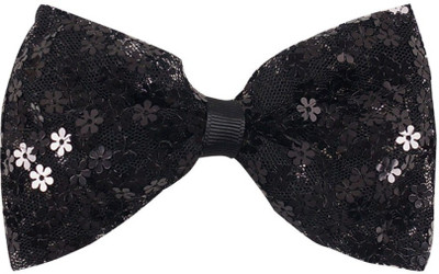 

Angel Closet Bow with Glitter Flowers Hair Clip(Black)