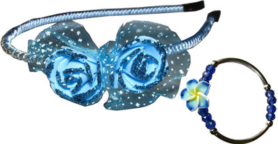 

GD Floral Hairband & Bracelet Hair Accessory Set(Blue)
