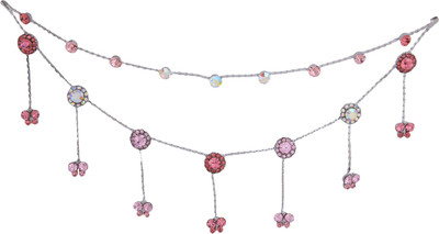 

Pink Rose Floral Charm Bridal Hair Chain(Multicolor)