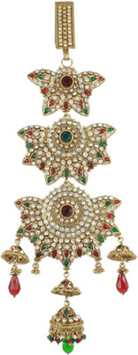 

Orniza Traditional Indian Juda Keychain In Red & Green Stones Hair Pin(Multicolor)