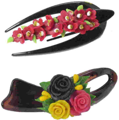 

Advanc Hotline Porcelain clay work fancy hair claw (Combo of 2) Hair Clip(Multicolor)