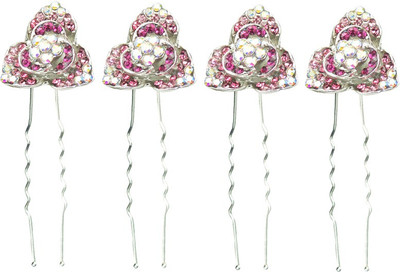 

Glitters Online Blue Colour American Diamond Hair Pin(Pink)