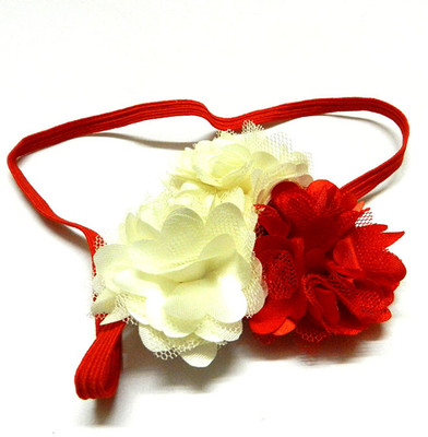 

Pikaboo Three Flower Head Band(Cream, Red)