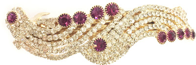 

AccessHer Designer studded back clip hair accessories for Women Hair Clip(Pink)
