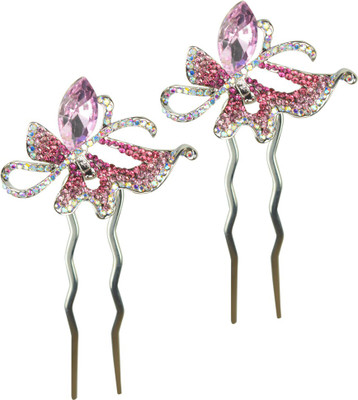 

Glitters Online Pink Colour American Diamond Hair Pin(Pink)