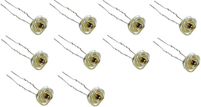 

Pink Rose Rose Charm Hair Pin(White)
