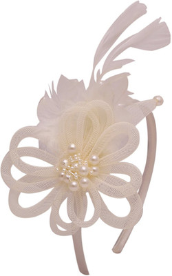 

Sanjog Retro Feather Mesh Net Flower Hat Fascinators Off-White Headband/Hair Clip Hair Clip(White)