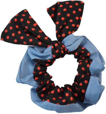 

Sarah Polka Dot Black Fabric Hair Rubber Band for Women Rubber Band(Black)