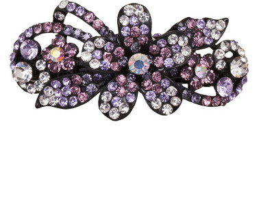 

Glitters Online Floral Design Purple Stone Hair Clip(Purple)