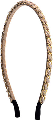 

The Ethnic Wears Metal Alloy, Silk Covered, Beeds, Crystal & CZ Stones, etc. Hair Band(Gold)
