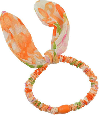 

Sarah Floral Print Orange Fabric Hair Rubber Band for Women Rubber Band(Orange)
