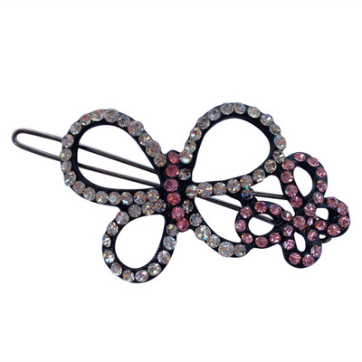 

B-Fashionable Mother Baby Butterfly Wire Clasp Hair Pin(Pink)