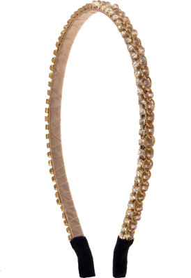 

The Ethnic Wears Metal Alloy, Silk Covered, Beeds, Crystal & CZ Stones, etc. Hair Band(Gold)