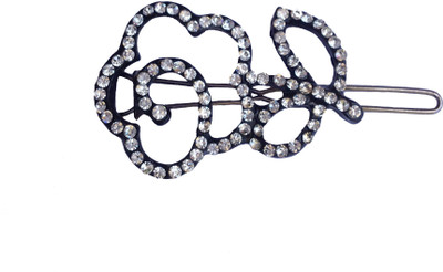 

B-Fashionable Crystal Rose Wire Clasp Hair Pin(Black)