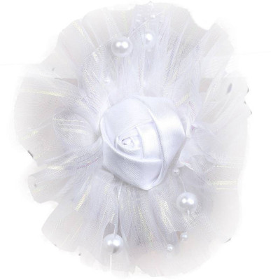 

One Personal Care Princess Flower Charm Pearl Studded Netted Designer Part Wear Hair Accessory Set, Hair Band(White)