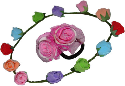 

Rajdeep Floral Head band & Pink Floral Rubberband Hair Accessory Set(Multicolor, Pink)