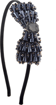 

The Ethnic Wears Metal Alloy, Silk Covered, Beeds, Crystal & CZ Stones, etc. Hair Band(Black)