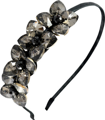 

Sarah Beads and Faux Stones Floral Hair Band(Black)
