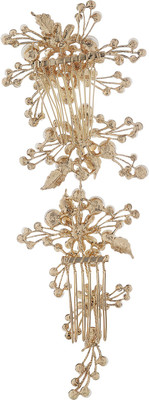 

Mansiyaorange Latest wedding tiara fashionable Trendy wedding collection Hair Accessory Set(Gold)
