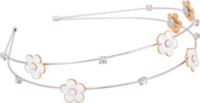 

Aaishwarya Dual Strand White Floral & Stone Studded Metal Hair Band(White)