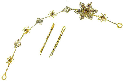 

AccessHer Stone Studded wedding and Party Fancy Premium Quality Tiara With Pin Hair Accessories For Women&Girls (Gold) Head Band(Gold)