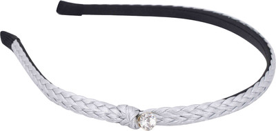 Aaishwarya Grey Braided Single Stone Studded Hair Band(Grey)