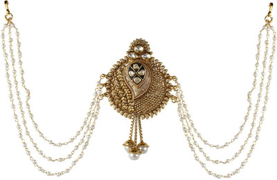 

9blings Antique Design Kundan Pearl Copper Bun Pin Hair Accessories Hair Accessory Set(Gold)