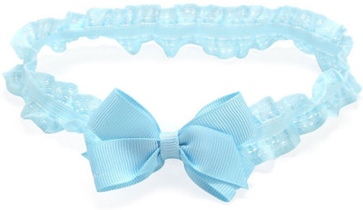 

NeedyBee NewBorn Baby Light Blue Bow with Soft Lace Head Band(Blue)