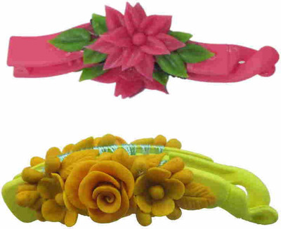 

Advanc Hotline Porcelain clay work fancy banana clip (Combo of 2) Hair Clip(Multicolor)