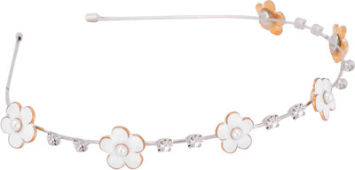

Aaishwarya White Floral & Stone Studded Metal Hair Band(Multicolor)