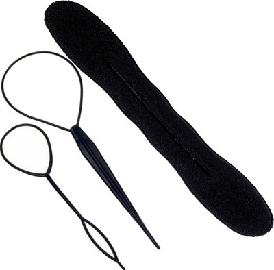 

SENECIO 'S Topsy Tail And Magic Foam Sponge Large Bun Maker Combo Pack Hair Accessory Set(Black)