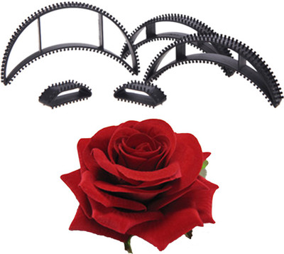 

Style Tweak Volumizing Bumpits (Set of 5) and Red Rose Flower Clip Hair Accessory Set(Black, Red)