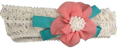 

NeedyBee Flower Stitched On A Crochet Head Band(Beige)