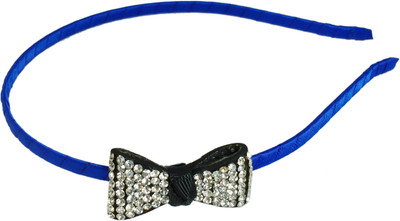 

Ammvi Creations CZ Embellished Bow Charm Indigo Sleek for Women Hair Band(Blue)