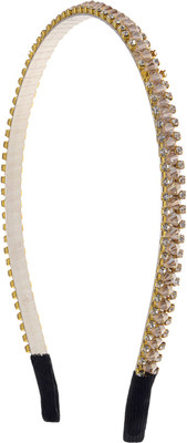 

The Ethnic Wears Metal Alloy, Silk Covered, Beeds, Crystal & CZ Stones, etc. Hair Band(Pink)