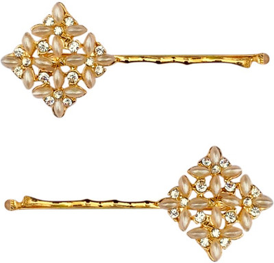 

B-Fashionable Rhombus Pearl Bobby Hair Pin(Gold)