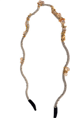 

The Ethnic Wears Metal Alloy, Silk Covered, Beeds, Crystal & CZ Stones, etc. Hair Band(Silver)