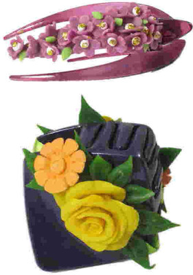 

Advanc Hotline Porcelain clay work fancy hair claw (Combo of 2) Hair Clip(Multicolor)