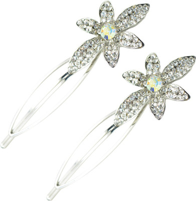 

Glitters Online Silver Colour American Diamond Hair Pin(Silver)