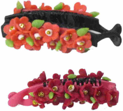 

Advanc Hotline Porcelain clay work fancy banana clip (Combo of 2) Hair Clip(Multicolor)