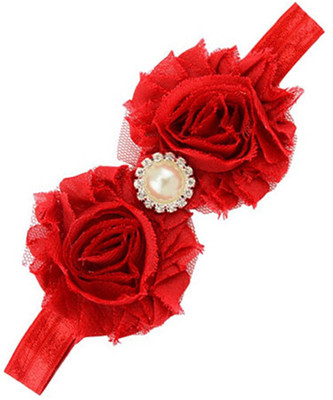 

AkinosKIDS Newborn Flower Pearl comfortable Diamond Head Band(Red)